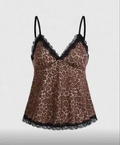 ヒョウ柄レース付きキャミソール