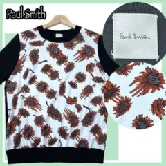 ✨美品✨ポールスミス 花柄 切替デザインTシャツ 黒×白 M