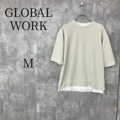 グローバルワーク レイヤードカットソー M ベージュ 重ね着風 半袖Tシャツのサムネイル