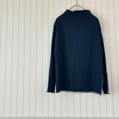 リブカットソー ニット リバーシブル ハイネック　フリルカラー 韓国製 美品