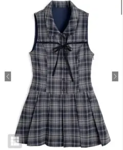 チェック柄リボンノースリシャツミニワンピース[dk1565] GRL グレイル