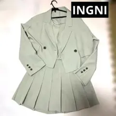 【訳ありINGNIイングショート丈ダブルジャケット＆プリーツスカートセットアップ