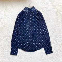 良品☆45rpm & ドレスシャツ　水玉　ドット　ピンタック　インディゴ　刺繍