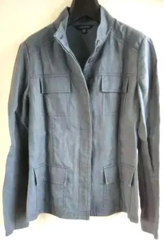 ランズエンド LANDS END 　スタンドカラー　ジャケット　M　リネンのサムネイル