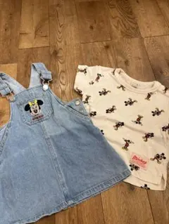 petit main Disney ジャンバースカート　Tシャツセット