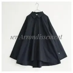 美品 1er Arrondissement コットンブロード ケープシャツ 黒のサムネイル