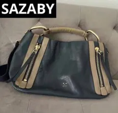 SAZABY⭐️美品！即発送！ ショルダーバッグ 濃い緑×茶色×金
