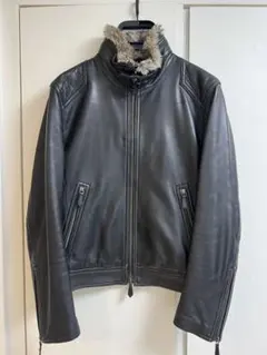【高級】バーバリーブラックレーベル ラビットファー 羊革ライダースジャケット Mのサムネイル