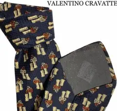 ✨美品✨　ヴァレンティーノクラヴァッテ　ネクタイ　総柄　花柄　イタリア　ネイビー