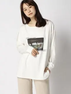Spick&Span フォトプリントロンT 刺繍ロゴ 白 ゆるのサムネイル