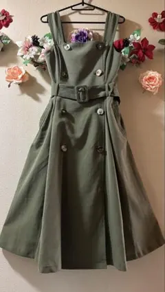 アクシーズファムaxes femme オリーブグリーンジャンパースカートM