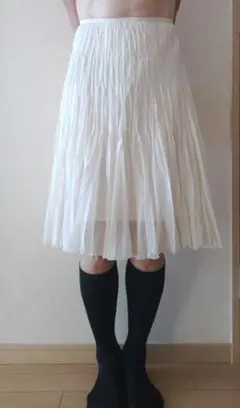 NATURAL BEAUTYのホワイト シフォン フレアスカート