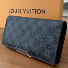 ルイヴィトン ポルトフォイユ・ブラザ　メンズ長財布　ダミエ　黒　N62665