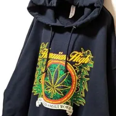 ジャージーズ ハワイアンハイコナゴールド ロゴ パーカーブラック黒XL古着