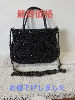 綺麗なラベンダーのラメビーズ編みアンテプリマバック - メルカリ