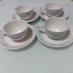 アフタヌーンティー　青い花柄 ティーカップ ソーサー 4個セット