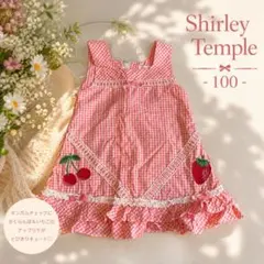 110 シャーリーテンプル いちご柄とチェックのワンピース - メルカリ