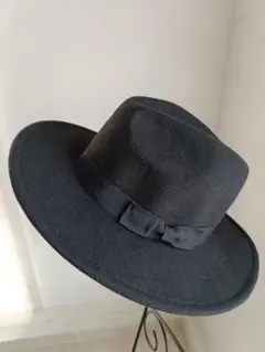 リボン付き　黒　ハット