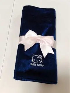 Hello Kitty ベロア調 ポーチ ネイビー　デアゴスティーニ　新品のサムネイル
