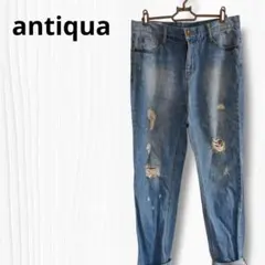 antiqua アンティカ 【M】ダメージデニムパンツ ジーンズ 綿100