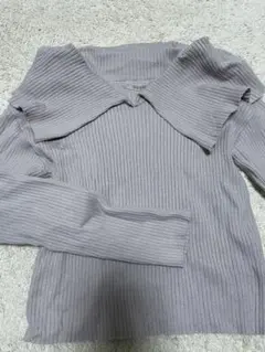 NICE CLAUP リブ編みフリル襟ニットセーター F