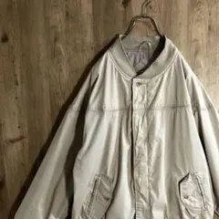 90s ヴィンテージ　ジャケット　フルジップ　無地　古着　ベージュ　L LO5