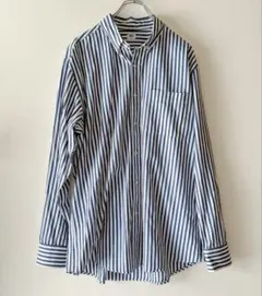 UNIQLO ストライプシャツ ブルー×ホワイト XL 長袖　美品　ワイシャツ