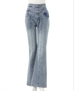 INGNI 前ボタンフレアデニムパンツ