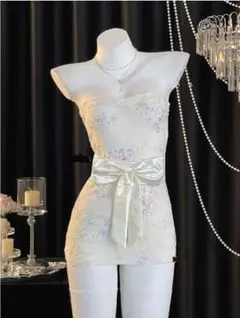 【新品】和風ランジェリーミニワンピースベアトップ シースルー2117 イエロー