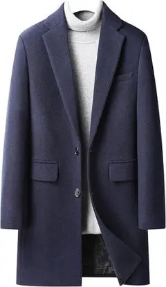 A138　FHLHY　メンズ ロング ジャケット チェスターコート ウール 厚手