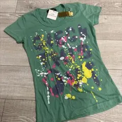 LEAD Tシャツ グリーン ペイント柄 Mサイズのサムネイル
