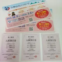 六甲山スノーパーク　雪ゾリ無料レンタル２枚　入園割引券３枚 （匿名配送・送料込）