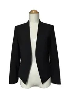 J679★セオリー theory 日本製ノーカラー ジャケット黒ブラック0羽織り