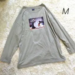 ⑳ ディズニー　Disney　ミッキー　長袖Tシャツ　オーバーサイズ　M　緑