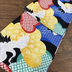 ☆新品☆マルチカラー☆鶴☆洗える着物☆袷着物☆モダン着物☆Mサイズ☆ハイカラ着物