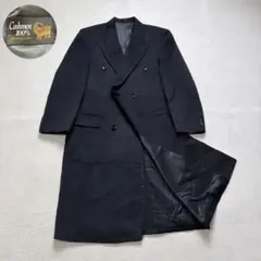 チェスターコート　ダブル　カシミヤ100%　チャコールグレー　ロングコート　L