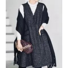 JUSGLITTY ツイード ワンピース ジャンスカ ジャスグリッティー ラメ