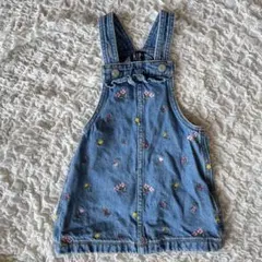 美品　GAP デニムサロペットワンピース 18-24ヶ月　90 花　刺繍