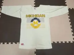 米国製　vintage 80年代　　フットボールTシャツ　m ミシガンプリント