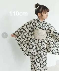 ペアマノン BLACK FLOWER 浴衣 110cm