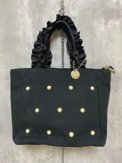 クロッシー CLOSSHI トートバッグ　ハンドバッグ　黒フリル　ブラックのサムネイル