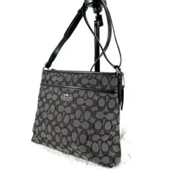 【美品】COACH ショルダーバッグ グレー キャンバス