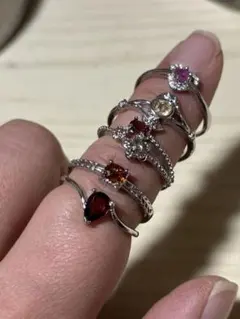 ルビー、ハイパーシーン、ガーネット、トパーズリング選べる3点セット