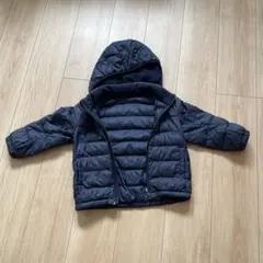 ネイビー フード付きダウンジャケット