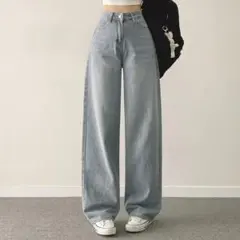 ハイウエストライトワイドデニムパンツ・p681237のサムネイル