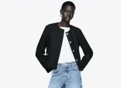 ZARA テクスチャーショートジャケット　M 卒業　入学　入園　ツイード