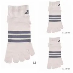 レディース3ラインショート丈【アディダス】五本指ソックス滑り止め付き 3足セット