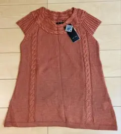 オレンジ ケーブル編み 半袖ニット M 新品タグ付き