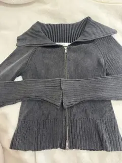 MOUSSY チャコールニットセーター ダブルジッパーFREE