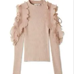 新品 snidel トップス プリーツフリル ドッキングニットプルオーバー